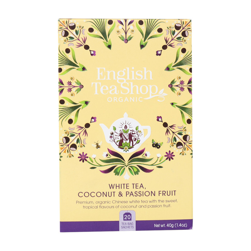 English Tea Shop Luomu Valkoinen Tee White Tea, Coconut & Passion Fruit 20 pss