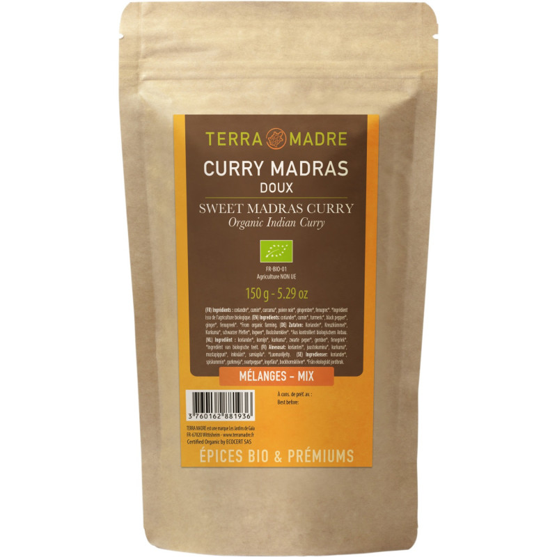 Terra Madre Luomu makea Madras Curry täyttöpussi 150g