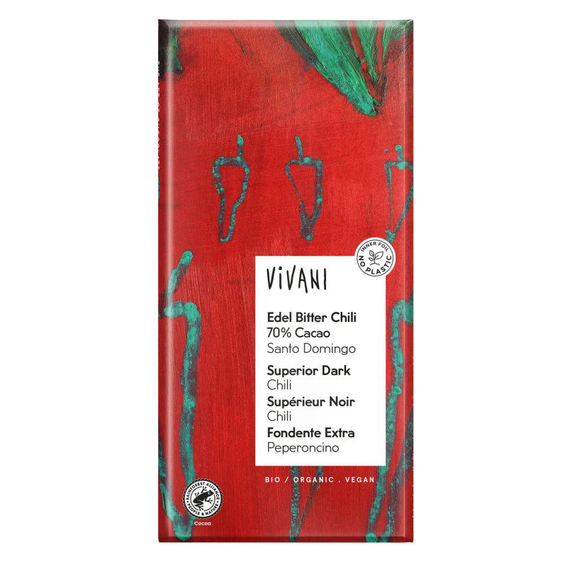 Vivani Luomu Tummasuklaa 70% Chili 100g