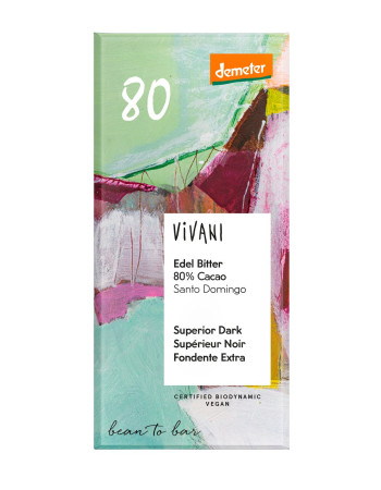 Vivani Demeter Tummasuklaa 80% 90g