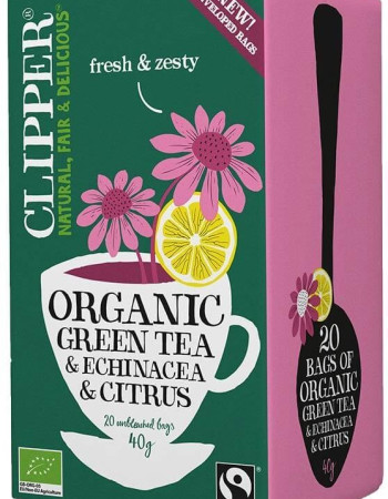 Clipper Vihreä tee, echinacea & sitrushedelmät 20pss luomu 