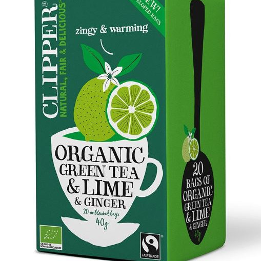 Clipper vihreä tee, Lime & inkivääri luomu