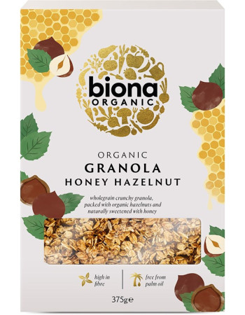 Biona granola hunaja-hasselpähkinä 375g luomu 