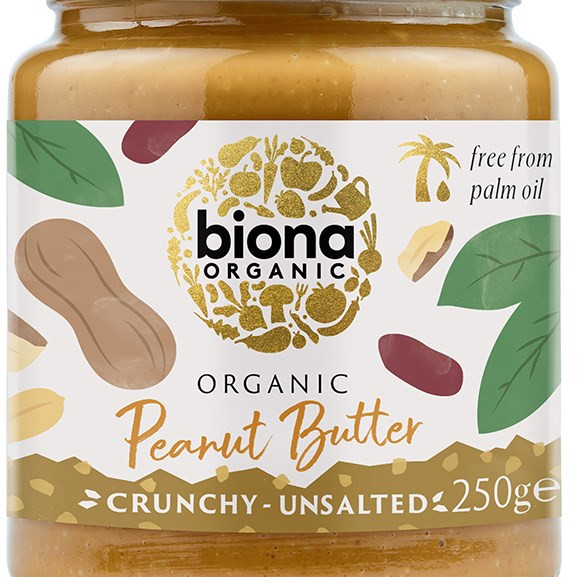 Biona maapähkinävoi crunchy suolaton 250g luomu