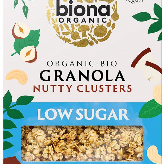 Pähkinägranola, vähäsokerinen 375 g, Biona