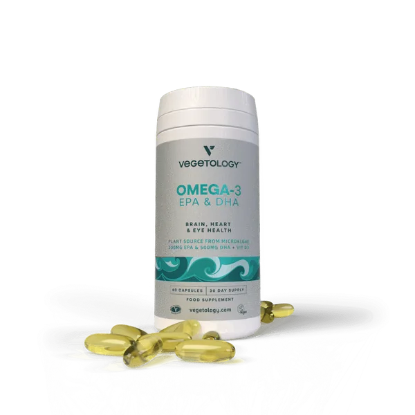 Vegetology Omega-3 – Tehokas ja kattava omega-3-lisä kasvipohjaisena (60 kapselia)