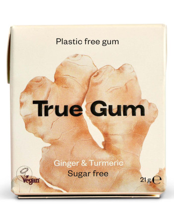 True Gum Inkivääri & Kurkuma luonnolinen purukumi 20g biohajoava