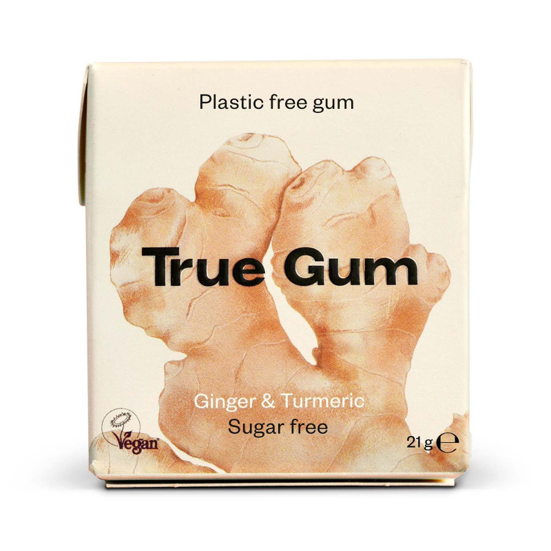 True Gum Inkivääri & Kurkuma luonnolinen purukumi 20g biohajoava