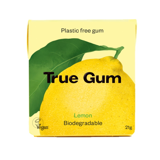 True Gum Sitruuna luonnolinen purukumi 21g biohajoava
