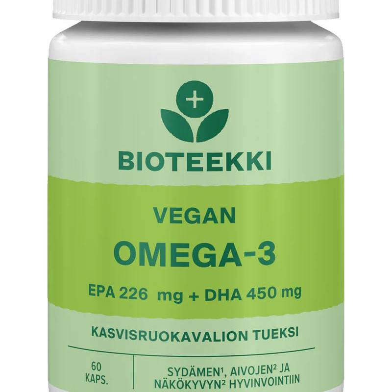 Bioteekki Vegan Omega-3 – DHA 450 mg & EPA 226 mg (60 kapselia)
