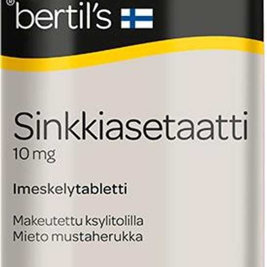 bertil´s Sinkkiasetaatti 10mg imeskelytabletti mustaherukka 120 tabl.