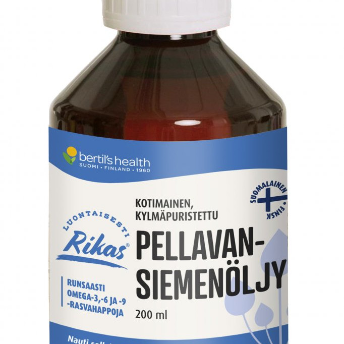 Kotimainen Kylmäpuristettu pellavansiemenöljy 200ml 