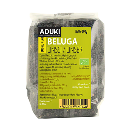 Aduki Beluga musta linssi, luomu 500g