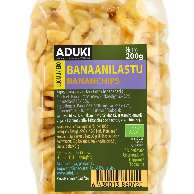 Aduki Banaanilastu luomu 200g makeutettu