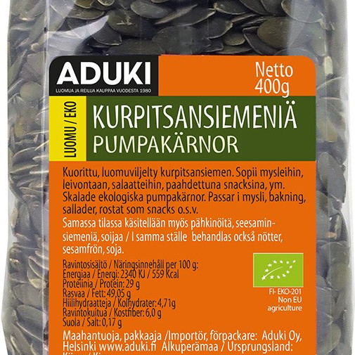 Aduki luomu Kurpitsansiemen 400 g