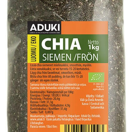 Aduki Chia siemen 1kg, luomu