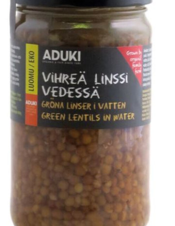 Aduki Vihreä linssi lasipurkki 540g (norml 3,50€) parasta ennen 31.12.22