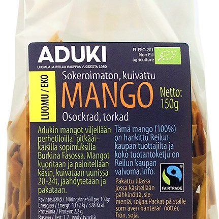 Aduki Kuivattu Mango 150g luomu reilukauppa sokeroimaton