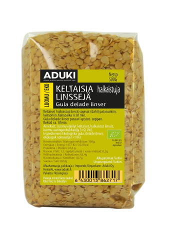 ADUKI Keltainen halkaistu linssi 500g luomu