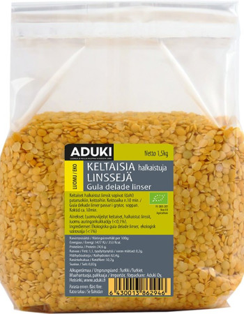 Keltainen linssi, halkaistu 1,5 kg, Aduki