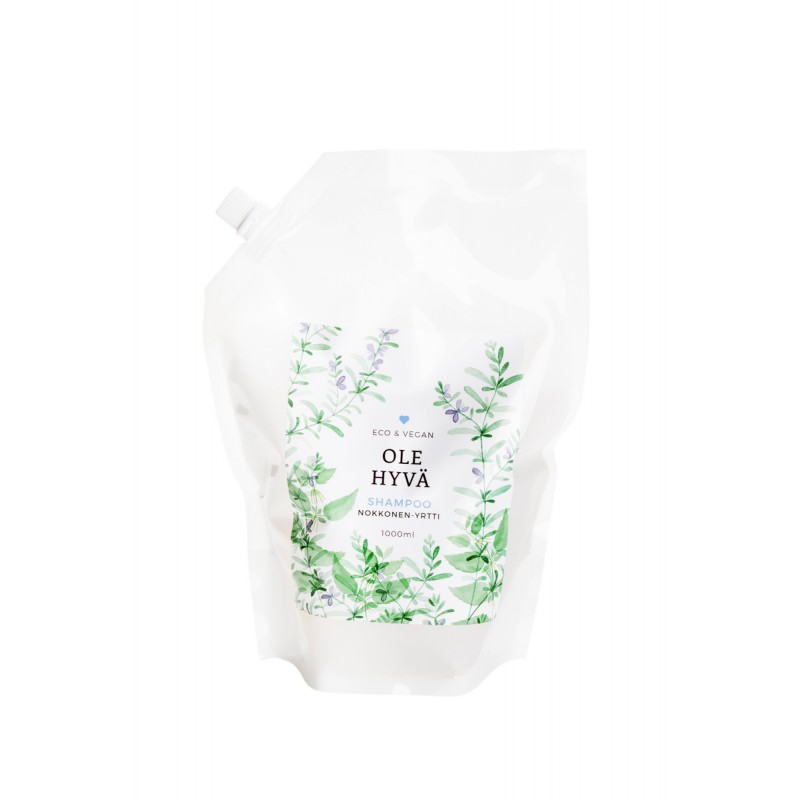 Ole hyvä shampoo täyttöpakkaus nokkonen yrtti 1000ml pussi 