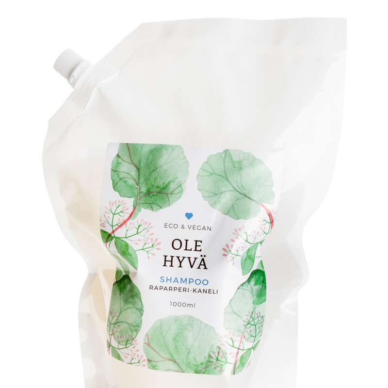 Ole hyvä shampoo raparperi-kaneli täyttöpakkaus 1000ml 