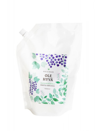 Ole hyvä minttu-herukka suihkugeeli täyttöpakkaus 1000ml