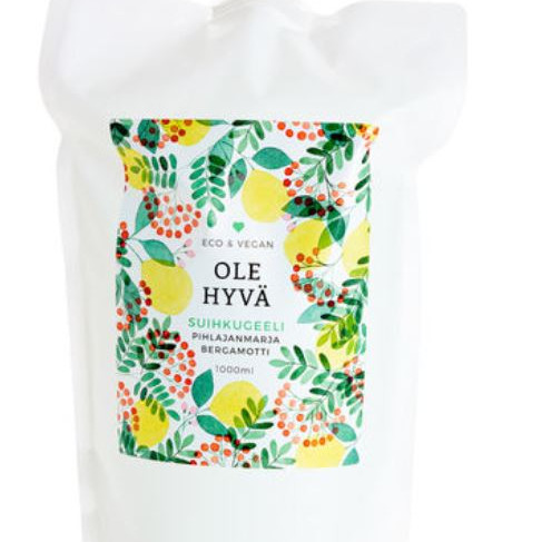 Ole hyvä pihlajanmarja bergamotti suihkugeeli täyttöpakkaus 1000ml 