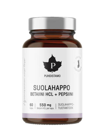 Puhdistamo Suolahappo Betaiini HCL + Pepsiini 60 kaps