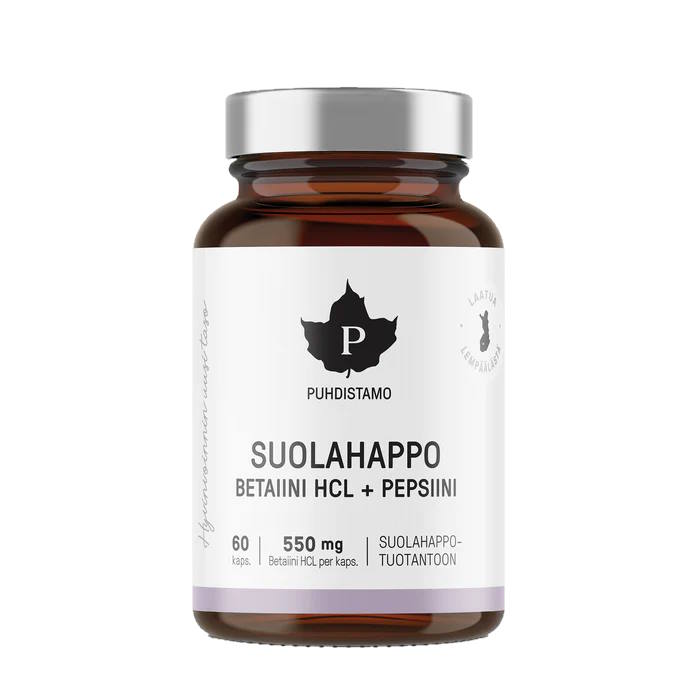 Puhdistamo Suolahappo Betaiini HCL + Pepsiini 60 kaps