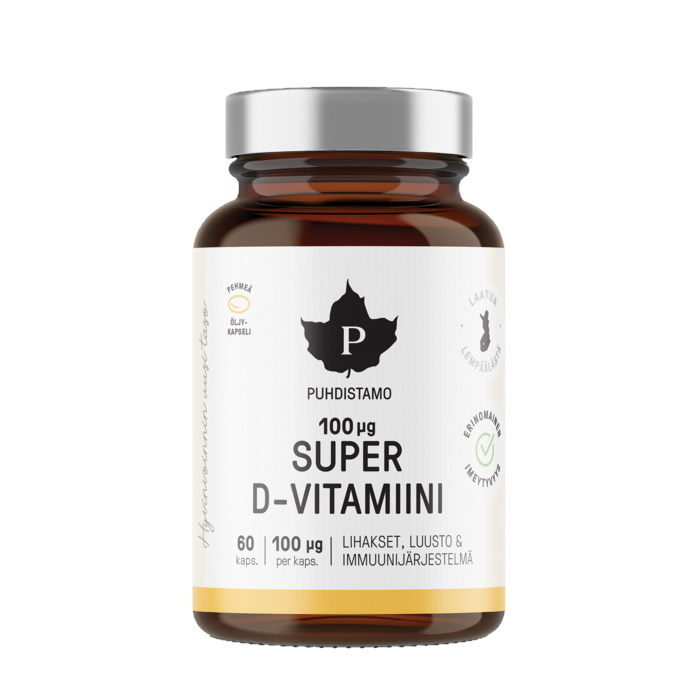Puhdistamo super D-vitamiini 60 kaps ALKUVUODE ETU (norm.11,95€)