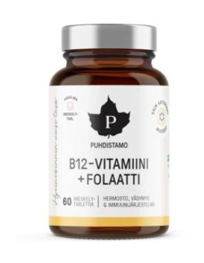 Puhdistamo B12 vitamiini+Folaatti imeskelytabl vadelma 60 kaps 