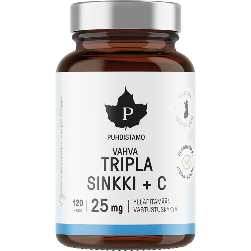 Puhdistamo Tripla Sinkki + C 25 mg 120 kapselia