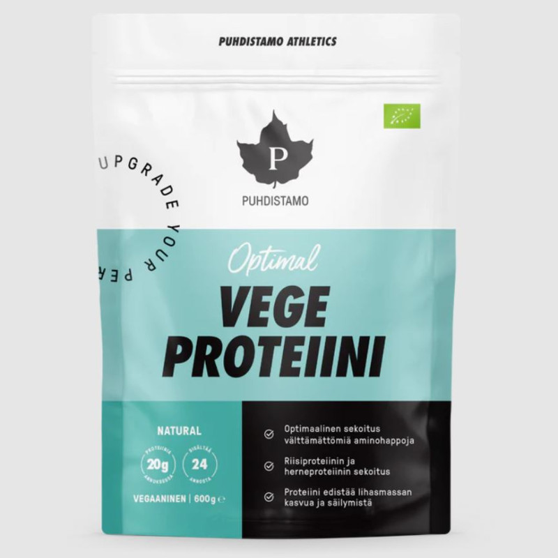 Puhdistamo Athletics optimal luomu vegeproteiini natural 600g