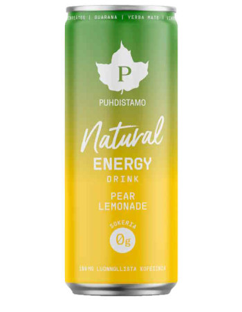 Puhdistamo Natural Energy Drink 330ml Pear Lemonade energiajuoma
