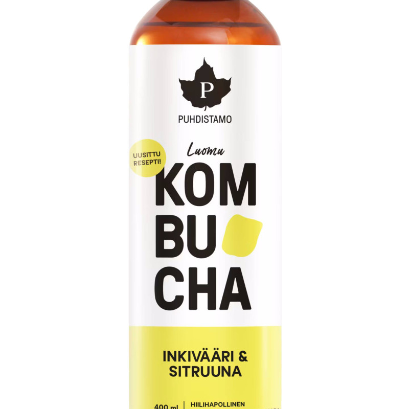 Puhdistamo Kombucha Inkivääri-Sitruuna 400 ml Luomu 