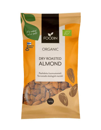 Foodin Paahdettu Manteli 140g luomu (ilman suolaa)