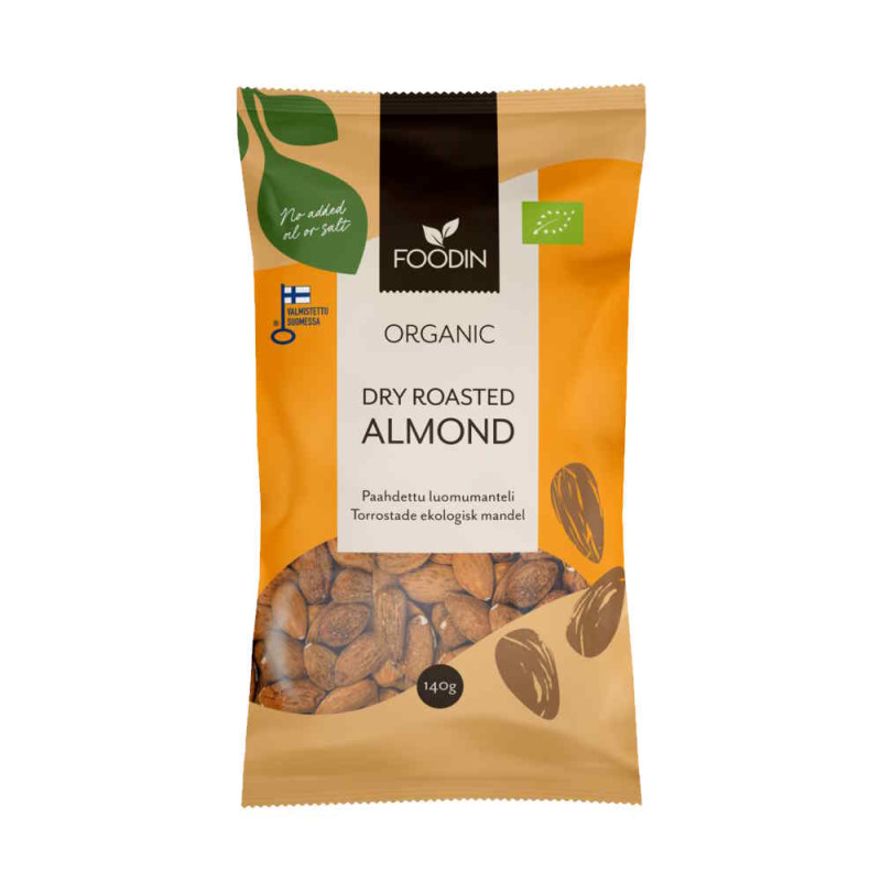 Foodin Paahdettu Manteli 140g luomu (ilman suolaa)