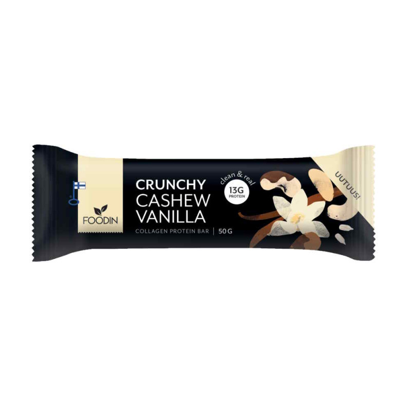 Foodin collagen proteiinipatukka Cashew-vanilla 50g 