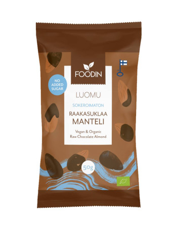 Foodin Sokeroitamon Raakasuklaamanteli luomu 60g