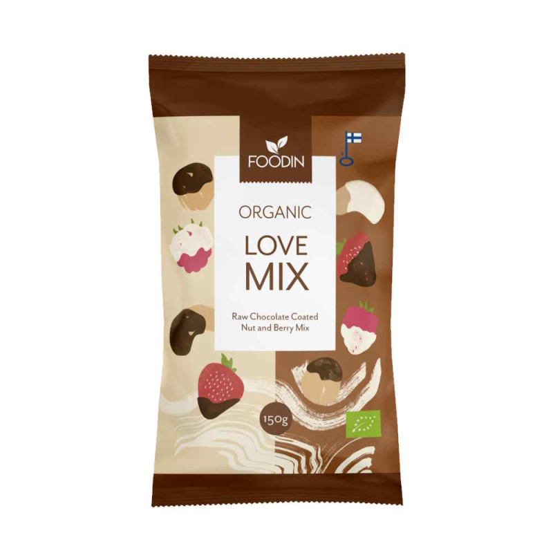 Foodin Love Mix raakasuklaa pähkinä-marjasekoitus luomu 150g