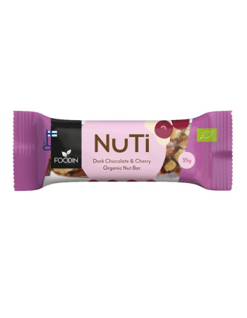 Foodin NUTI pähkinäpatukka, Dark Chocolate & Cherry, Luomu, 35g 