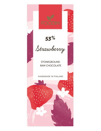 Foodin raakasuklaa strawberry 53% mansikka luomu 40g 