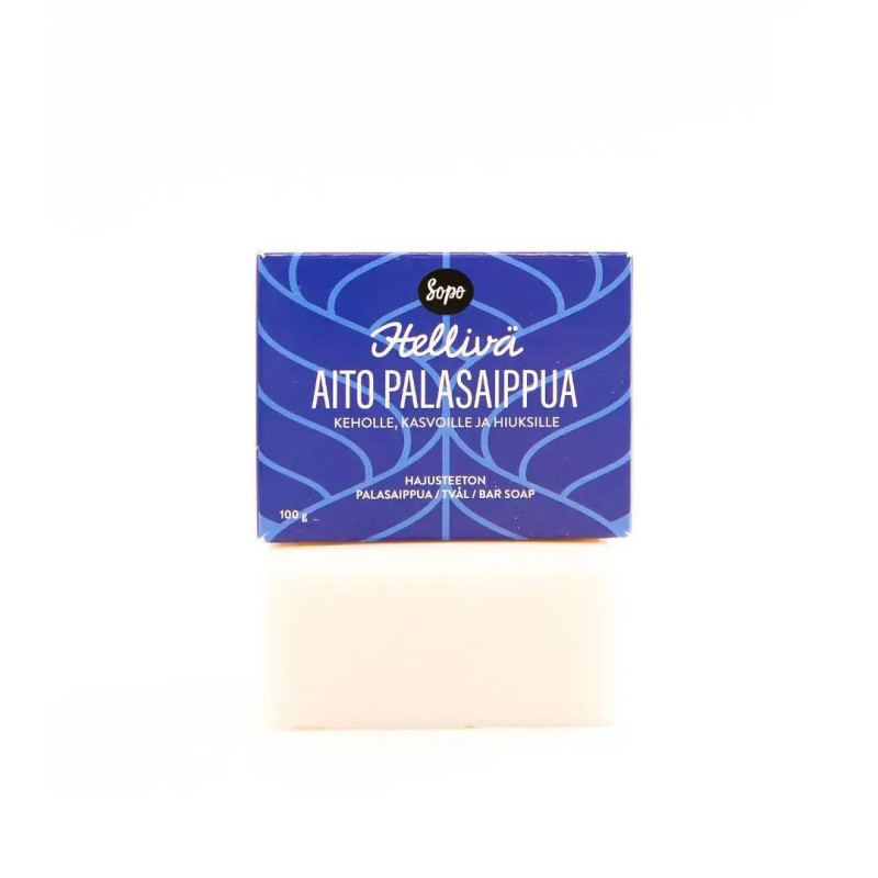 Sopo Soap Hellivä hajusteeton Aito Palasaippua 100g