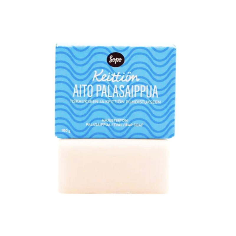 Sopo Soap Keittiön Hajusteeton Aito Palasaippua 100g