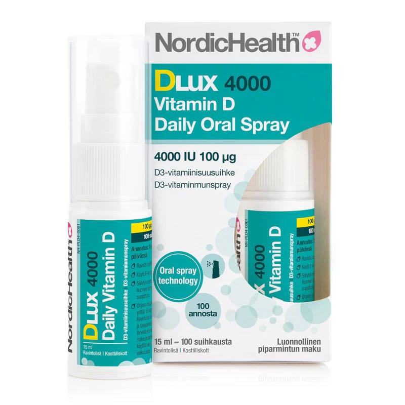 Nordic Health Dlux 4000 Daily Oral Spray - D3-vitamiinisuihke 100 µg 15 ml vahva!